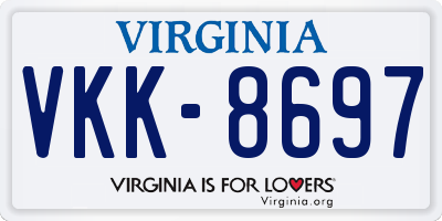 VA license plate VKK8697
