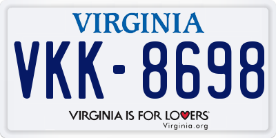 VA license plate VKK8698