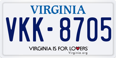 VA license plate VKK8705
