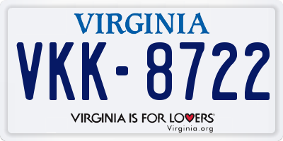 VA license plate VKK8722