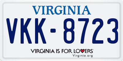 VA license plate VKK8723