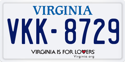 VA license plate VKK8729