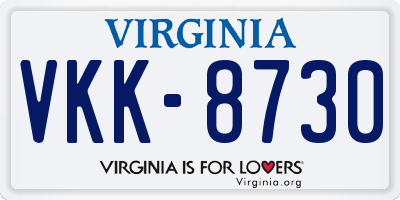 VA license plate VKK8730