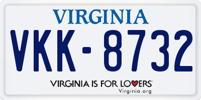 VA license plate VKK8732