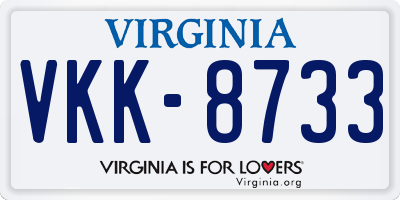 VA license plate VKK8733