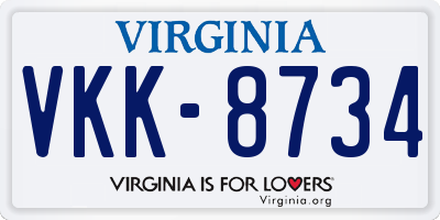 VA license plate VKK8734