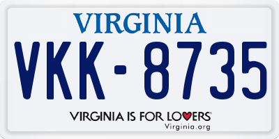 VA license plate VKK8735