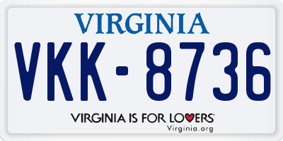 VA license plate VKK8736