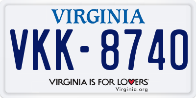 VA license plate VKK8740