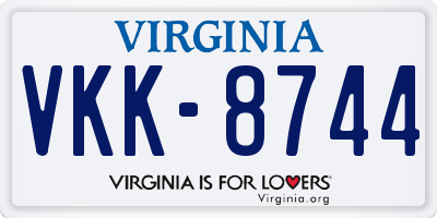 VA license plate VKK8744