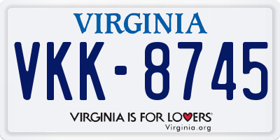 VA license plate VKK8745