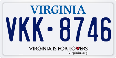 VA license plate VKK8746
