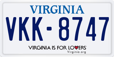 VA license plate VKK8747