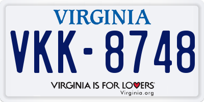VA license plate VKK8748