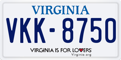 VA license plate VKK8750