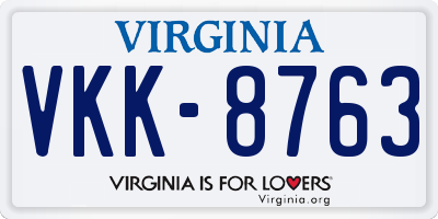 VA license plate VKK8763