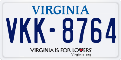 VA license plate VKK8764
