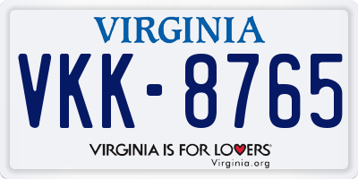VA license plate VKK8765