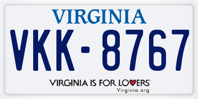 VA license plate VKK8767