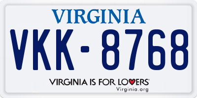VA license plate VKK8768
