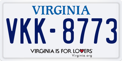 VA license plate VKK8773