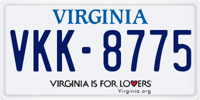 VA license plate VKK8775