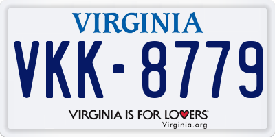 VA license plate VKK8779
