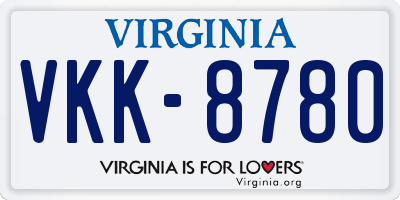 VA license plate VKK8780