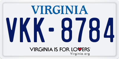 VA license plate VKK8784