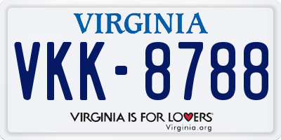 VA license plate VKK8788