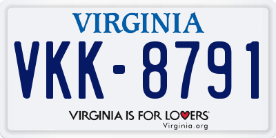 VA license plate VKK8791