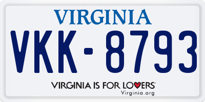 VA license plate VKK8793