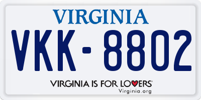 VA license plate VKK8802