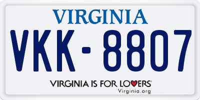 VA license plate VKK8807