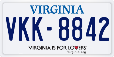 VA license plate VKK8842