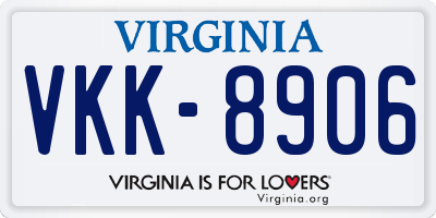 VA license plate VKK8906
