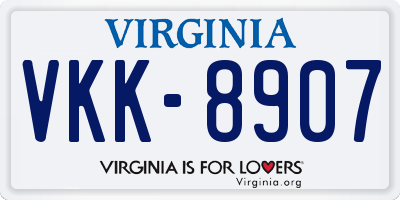 VA license plate VKK8907