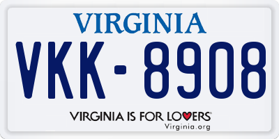 VA license plate VKK8908