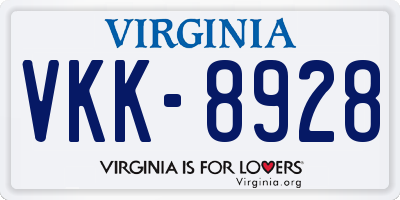 VA license plate VKK8928