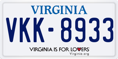 VA license plate VKK8933