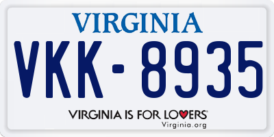 VA license plate VKK8935