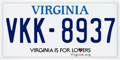 VA license plate VKK8937