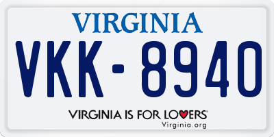 VA license plate VKK8940