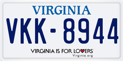 VA license plate VKK8944