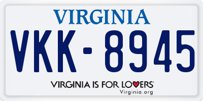 VA license plate VKK8945