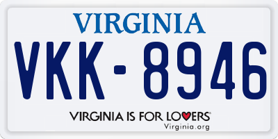 VA license plate VKK8946