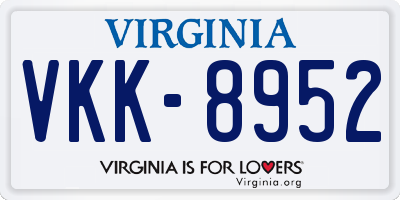 VA license plate VKK8952
