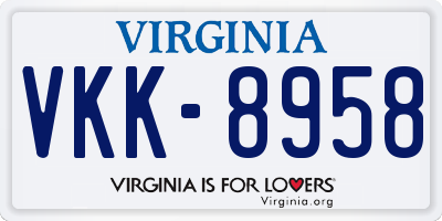 VA license plate VKK8958