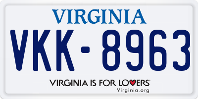VA license plate VKK8963