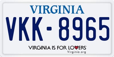 VA license plate VKK8965